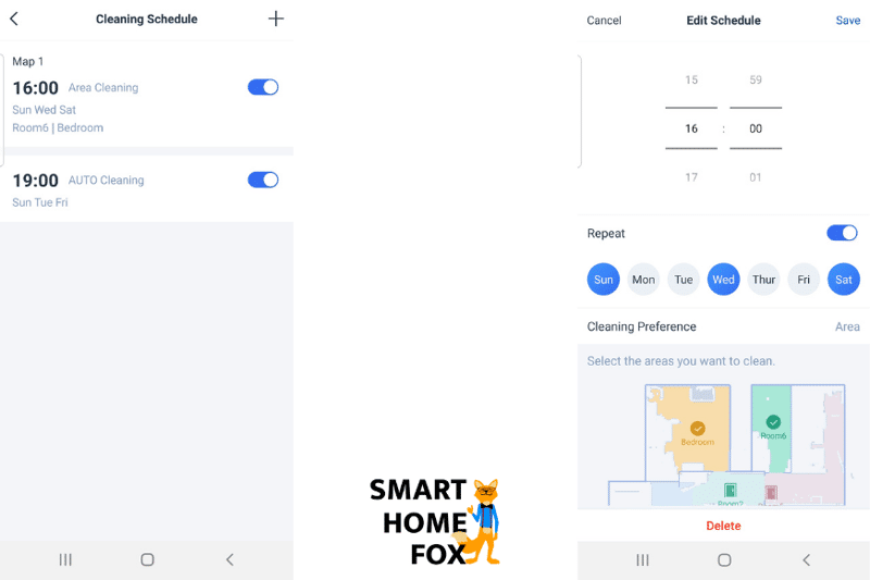 Wochenreinigungsplan wird in der Ecovacs Deebot T9 AIVI App erstellt